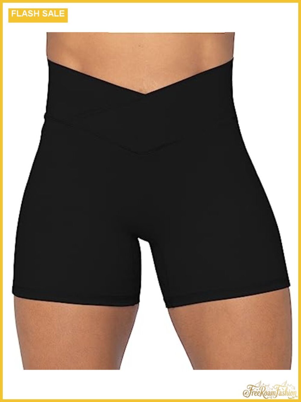 High Waisted Crossover Waist Biker Shorts Yoga Workout 4" Inseam